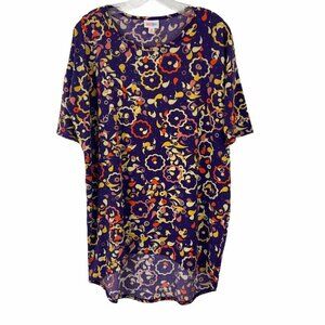 Lularoe Irma Purple Print Tunic Tee Shirt XXS